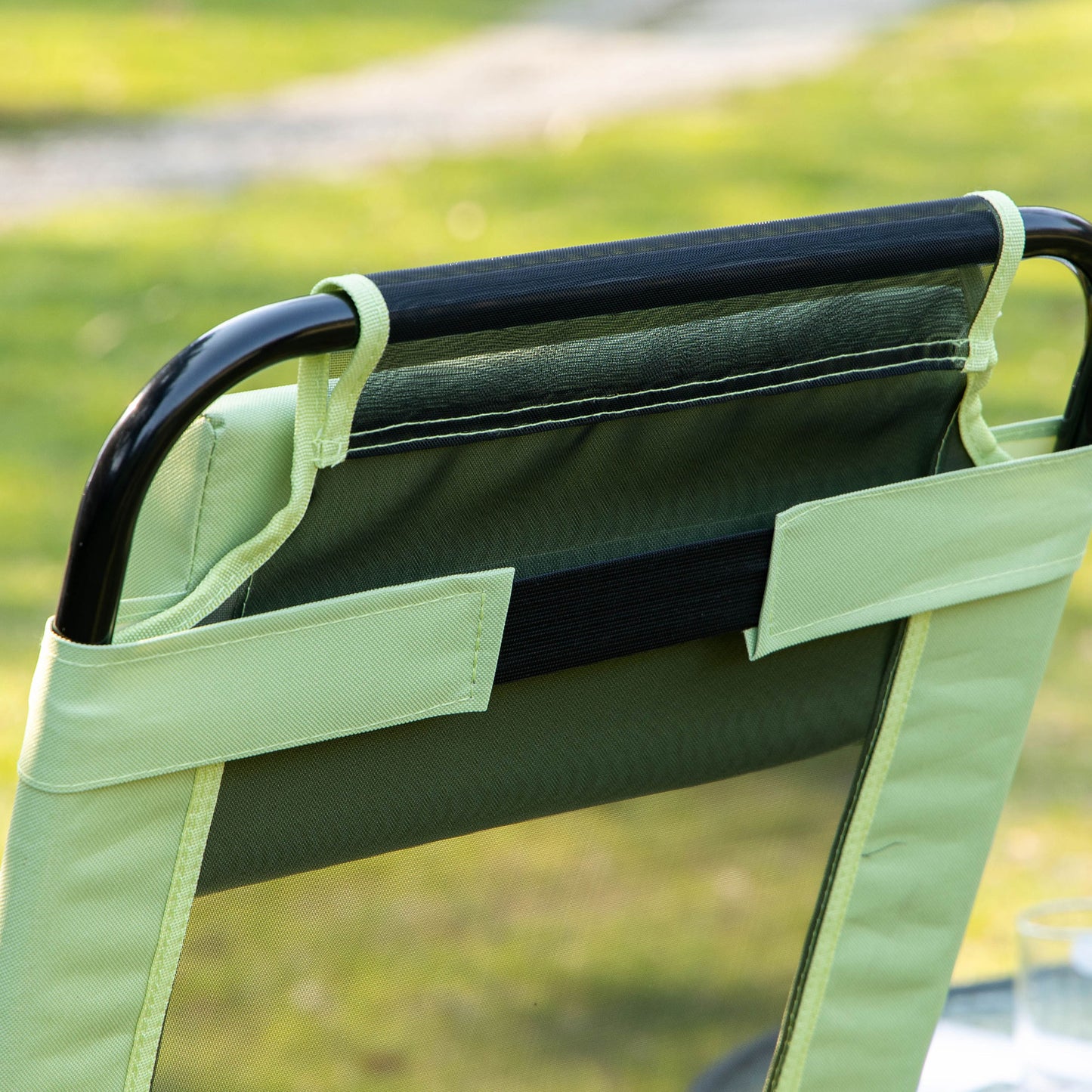 Garden Chairs Set of 2 Folding Camping Chair Recliners, Green
