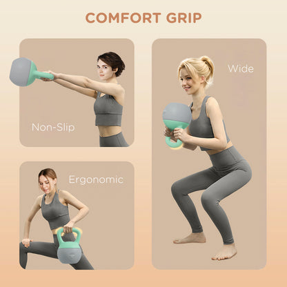 8KG Kettlebell with Soft Body and Non-Slip Handle, Grey and Green