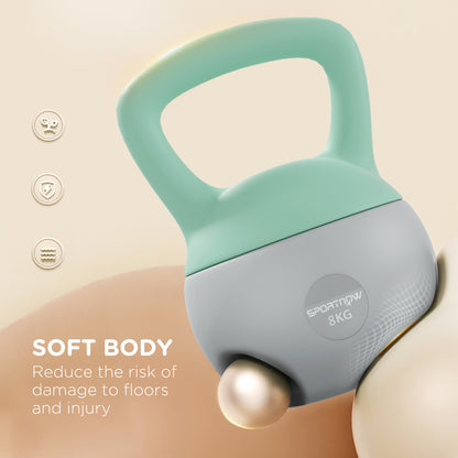 8KG Kettlebell with Soft Body and Non-Slip Handle, Grey and Green