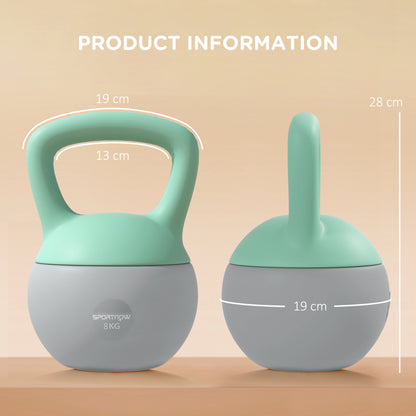 8KG Kettlebell with Soft Body and Non-Slip Handle, Grey and Green