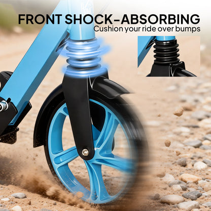 Folding Kick Scooter for 14+ w/ Adjustable Height, Blue