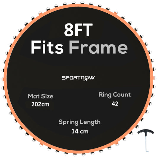 Trampoline Mat with 42 V-Hooks, for 8ft Trampoline, Orange