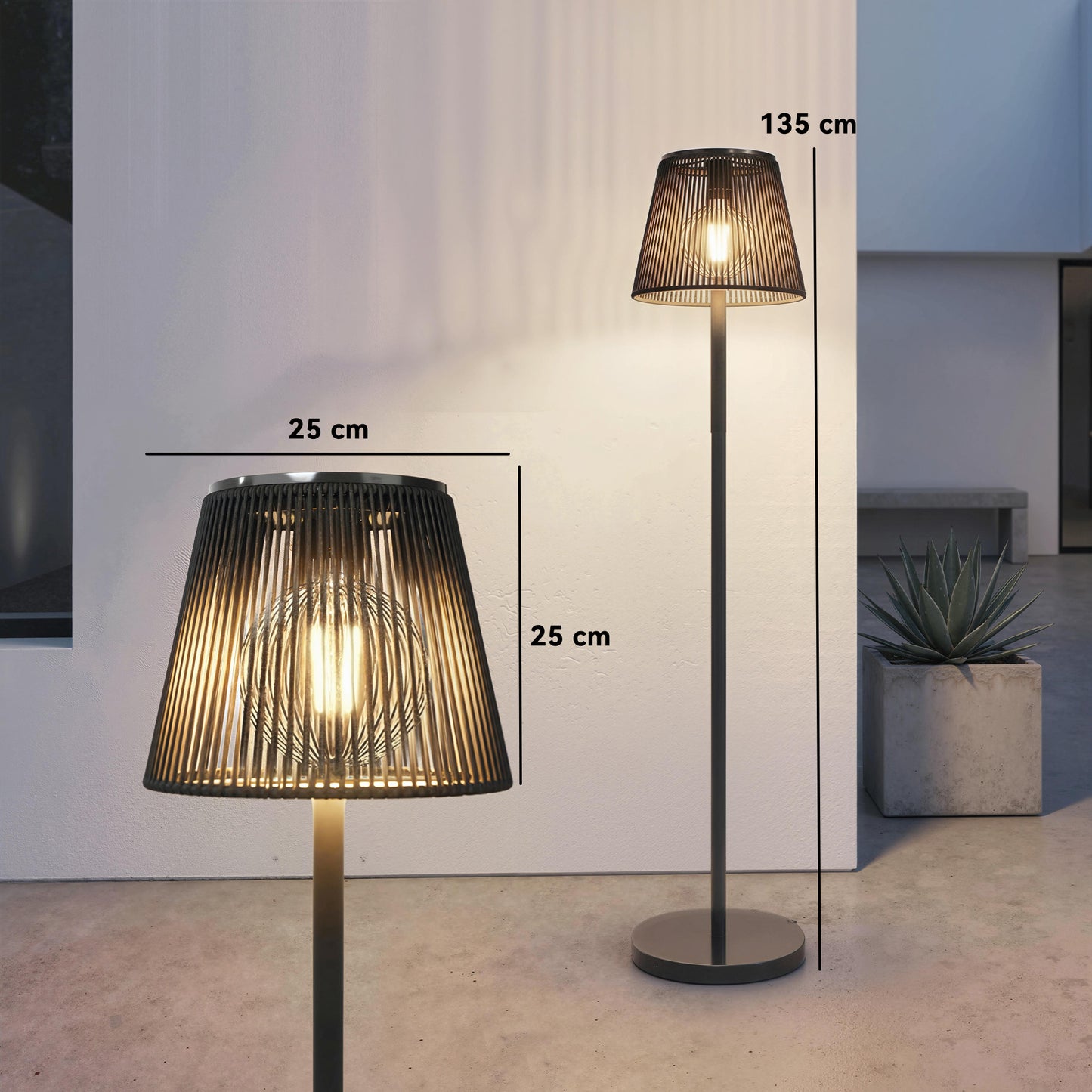Outdoor Solar Floor Lamp, Rechargeable Floor Lamp, Black