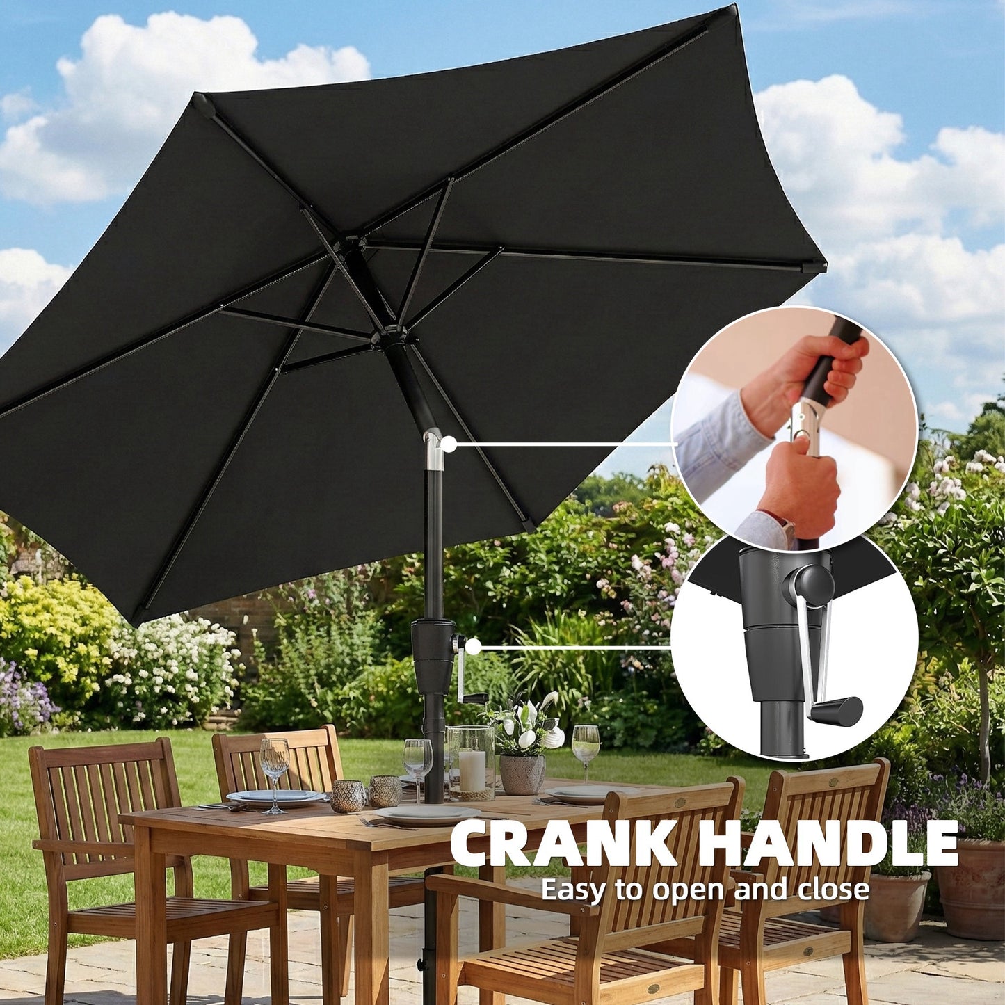 Garden Parasol, 2m Outdoor Table Parasol Umbrella with Tilt