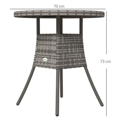 Outdoor PE Rattan Dining Table w/ Wood-plastic Composite Top, Natural