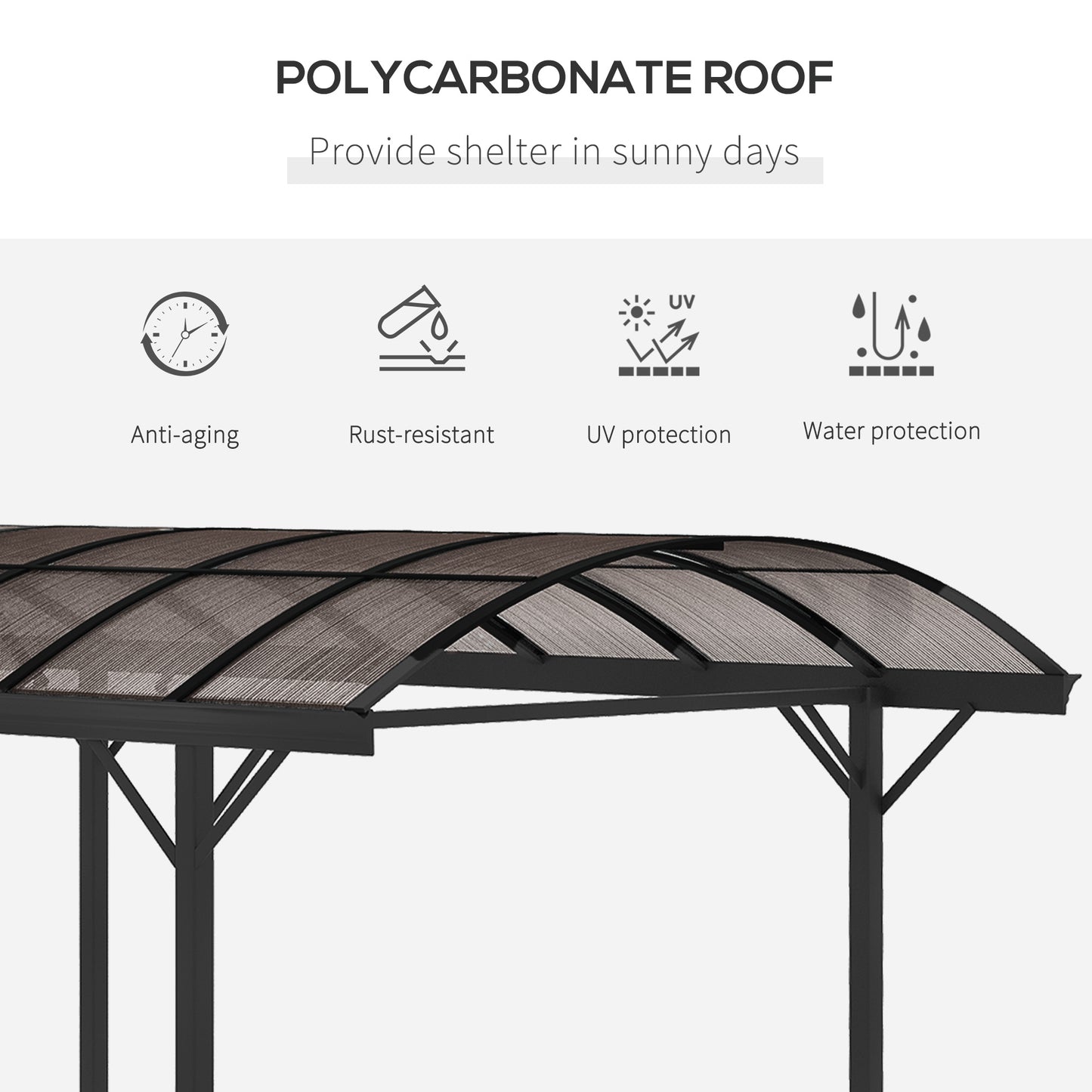 5 x 3(m) Garden Aluminium Pergola Gazebo Carport w/ Polycarbonate Roof