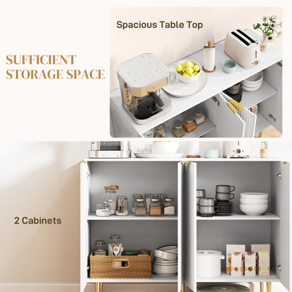 Sideboard Buffet Cabinet with Adjustable Shelves, White