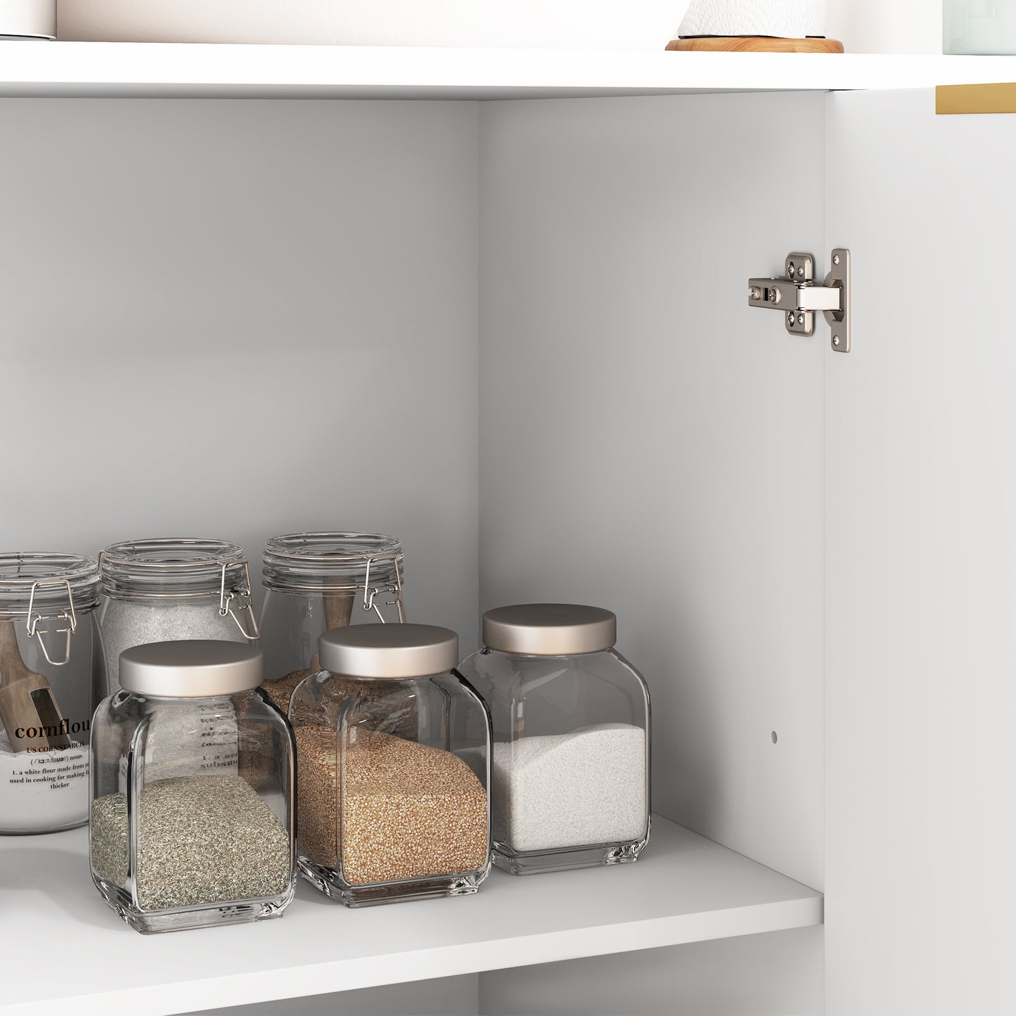 Sideboard Buffet Cabinet with Adjustable Shelves, White