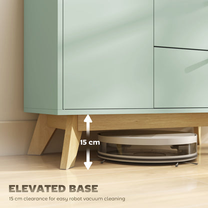 Sideboard, 80 cm Buffet Cabinet with 2 Drawers, Light Green and Oak