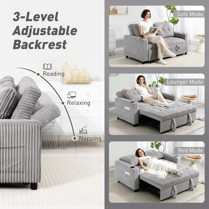 2 Seater Sofa Bed, Click Clack Pull Out Bed Settee, Light Grey