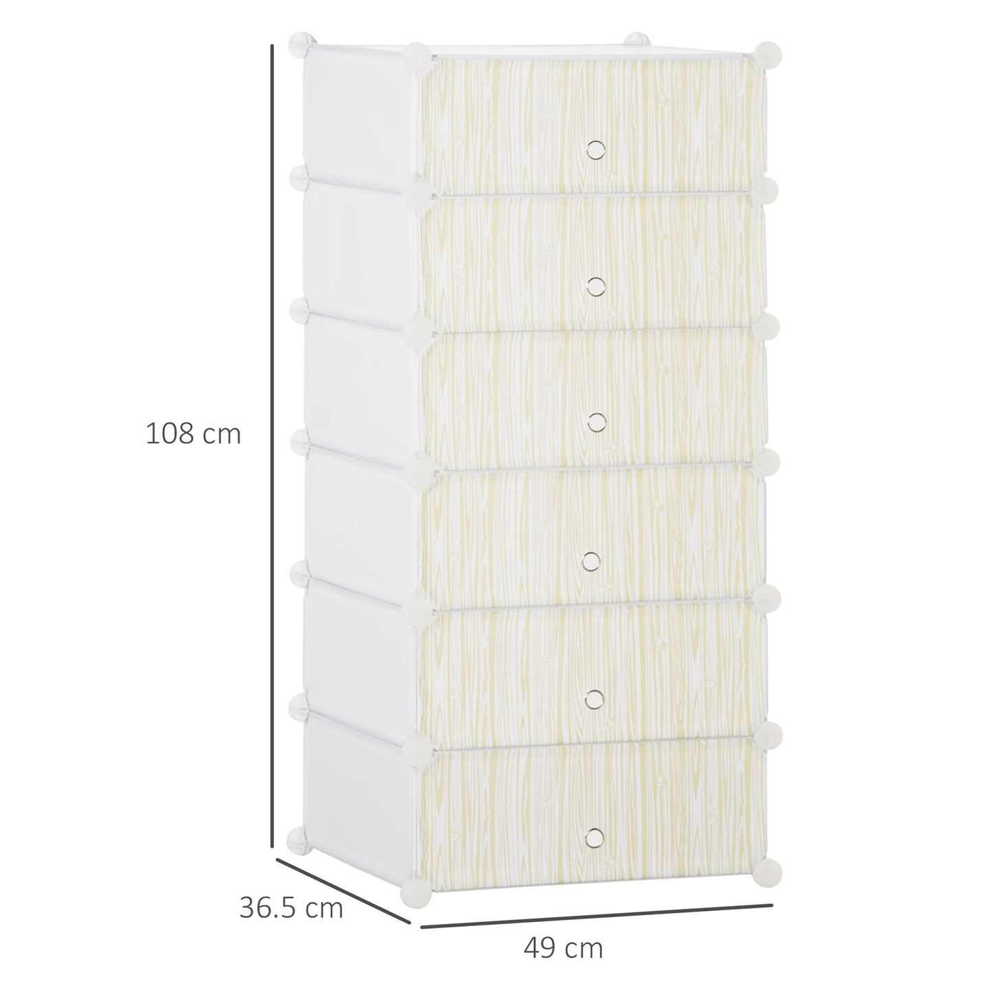 6 Tier Shoe Rack Plastic Storage Cabinet Modular Shoe Tower White