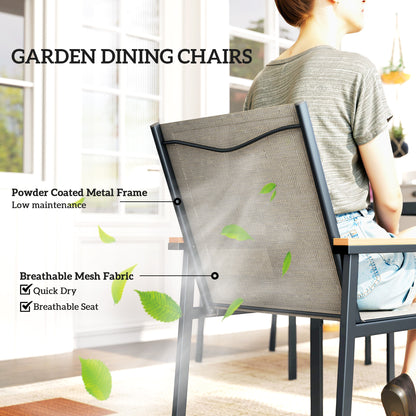 7 Piece Garden Dining Set, Outdoor Table and 6 Chairs, Khaki
