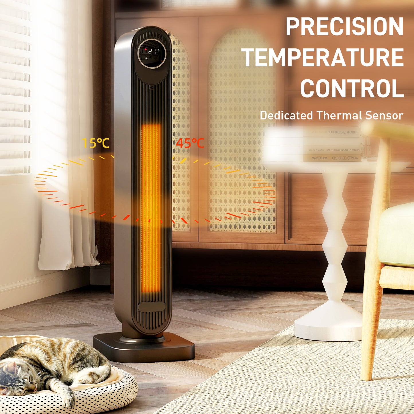 Ceramic Electric Heater, 2000W Fan Space Heater, Black