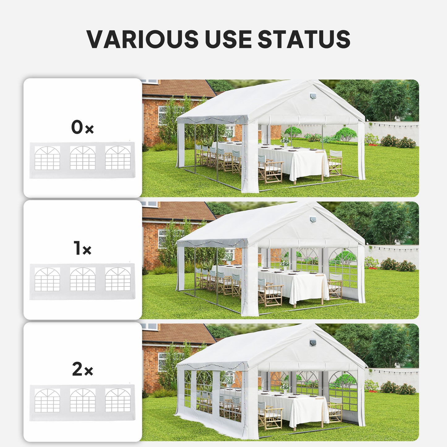 6 x 4 m Party Tent, Heavy Duty Gazebo Canopy with Windows, White