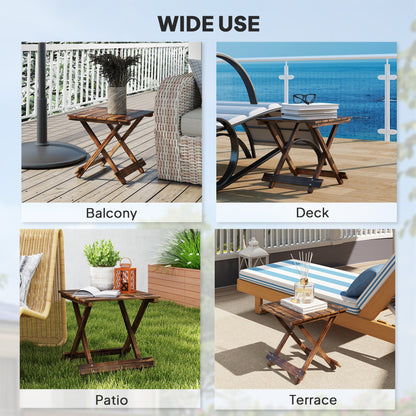 Wooden Folding Garden Table, Folding Side Table, Carbonised Finish