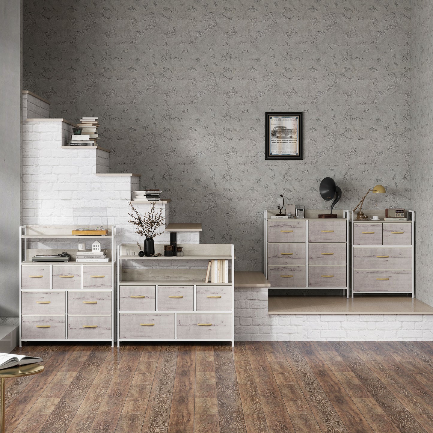 Bedroom Chest of Drawers 4 Drawer Dresser w/ Shelf, Natural