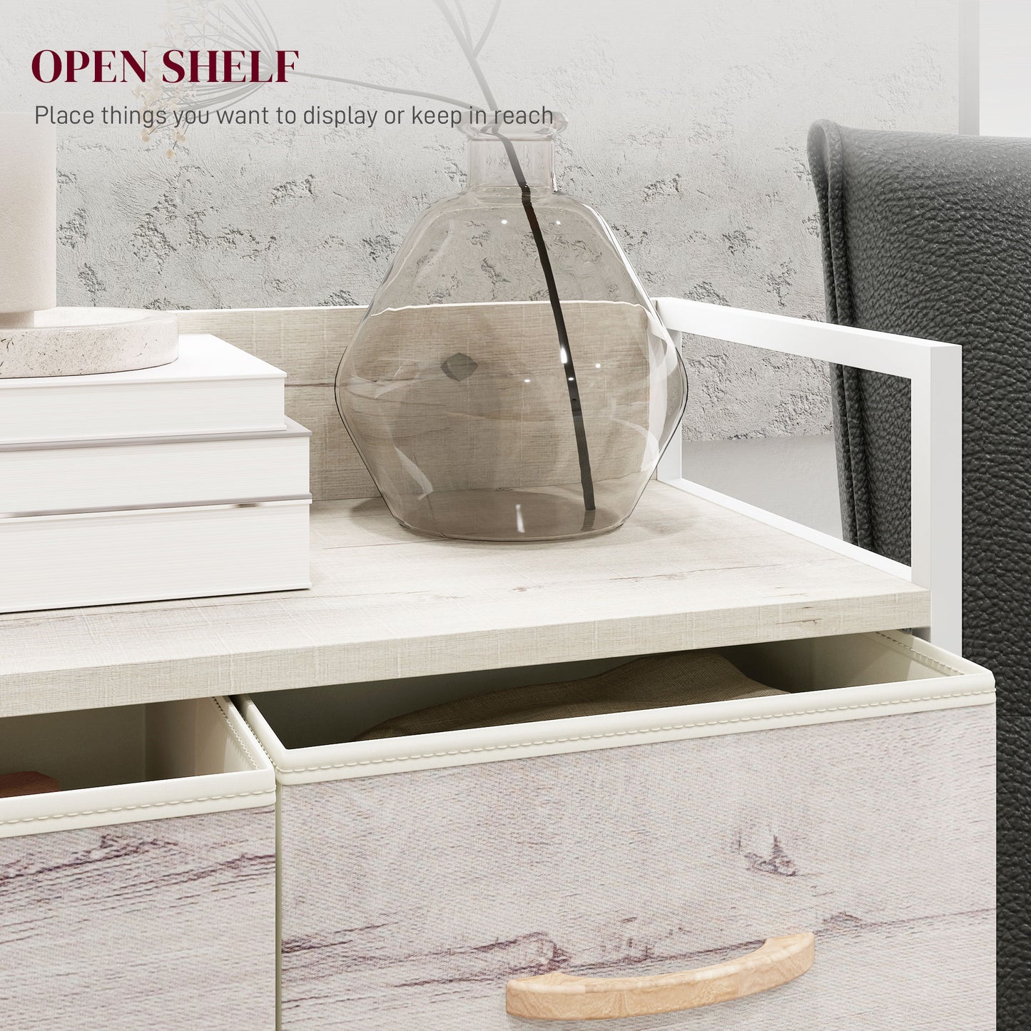 Bedroom Chest of Drawers 4 Drawer Dresser w/ Shelf, Natural
