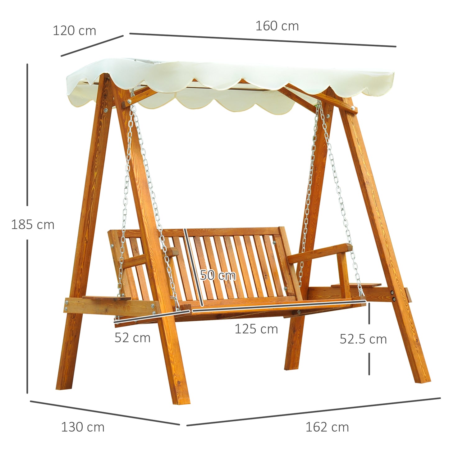 2 Seater Wooden Garden Swing Chair Seat Hammock Bench Furniture Lounger