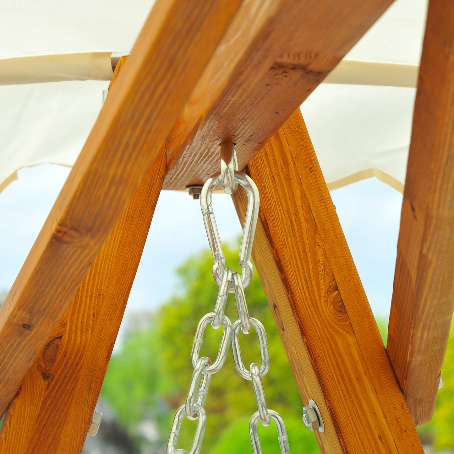 2 Seater Wooden Garden Swing Chair Seat Hammock Bench Furniture Lounger