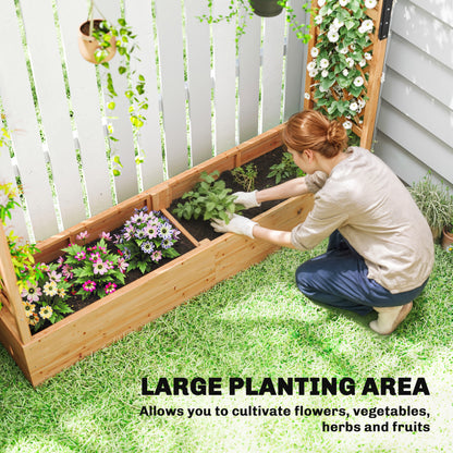 Raised Bed for Garden with Trellis, 196 x 44 x 181 cm, Natural
