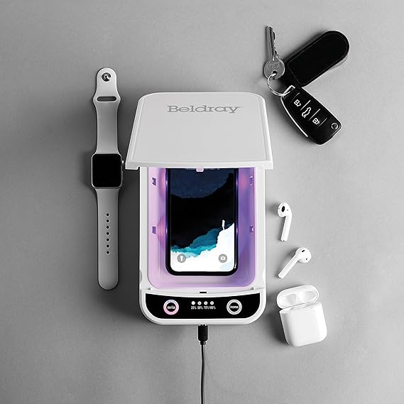 Beldray  AntiBac UV-C Portable Sterilising Box for Phones, Keys, Glasses and More | USB Powered, White, 18 x 10 x 2,2 cm