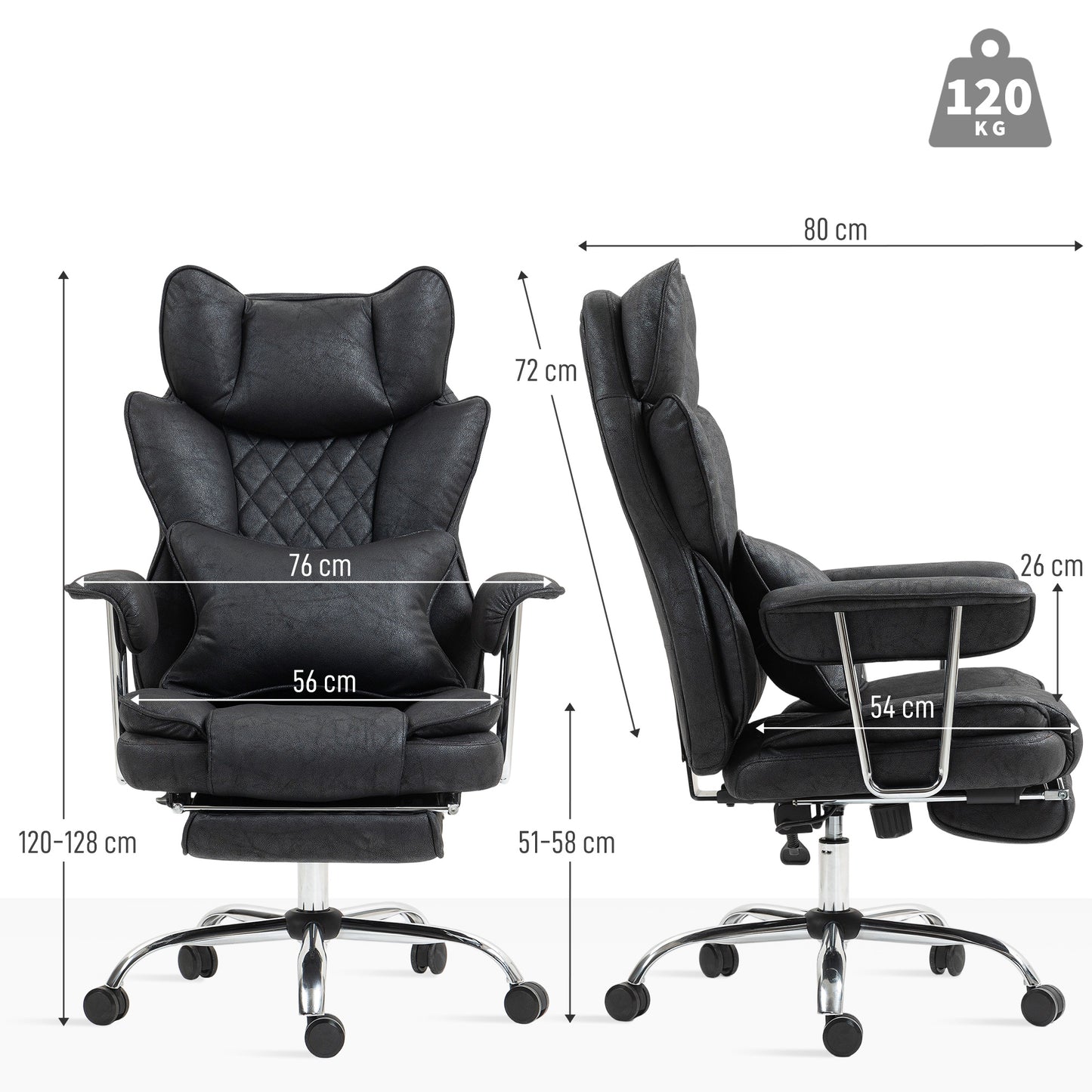 Office Chair, High Back Leathaire Desk Chair for Home, Black