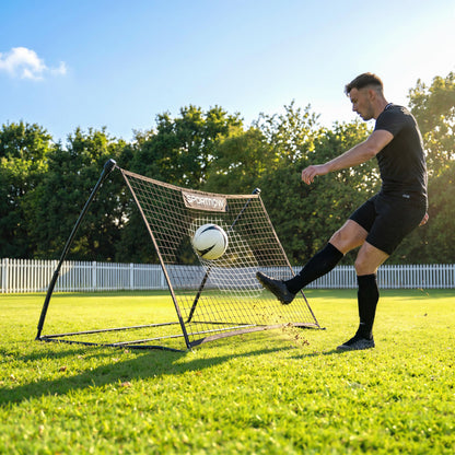 Football Rebounder Net, Portable Kickback Football Rebounder Net with Heavy-Duty Steel Frame, Carry Bag and Ground Stakes, Easy Setup for Baseball and Multi-Sport Skills Training
