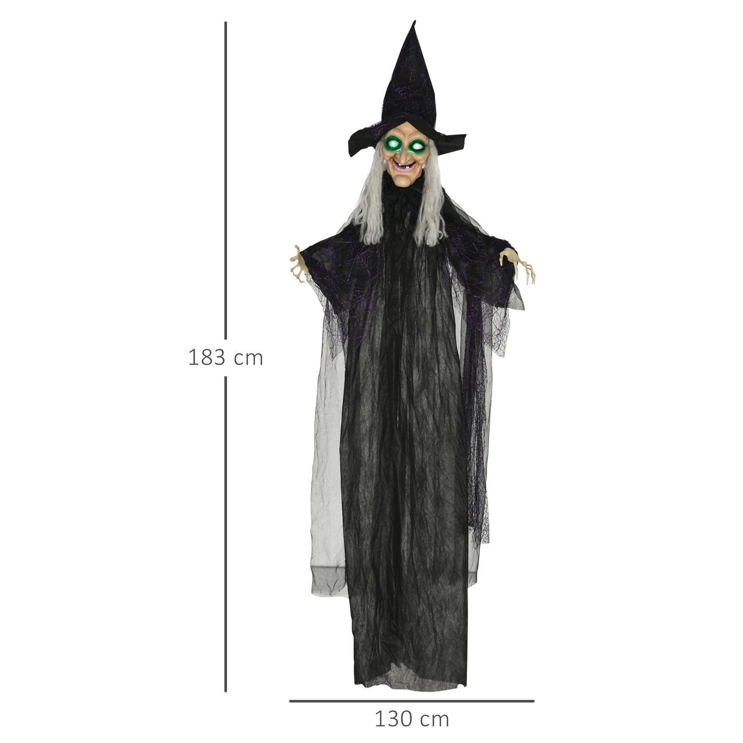 Standing Witch Prop Life Size with Light Up Eyes, Talking Sound