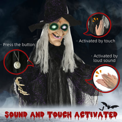 Standing Witch Prop Life Size with Light Up Eyes, Talking Sound