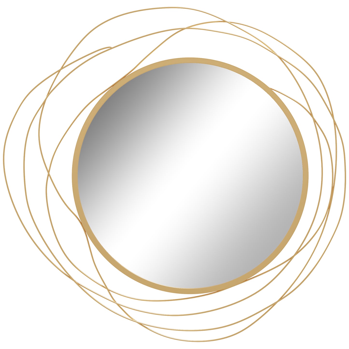 Metal Wall Art 65cm Round Mirror for Living Room Dining Room Gold Tone