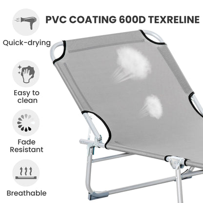 Camping Cot Picnic Sun Lounger Portable Folding Chaise Chair Grey