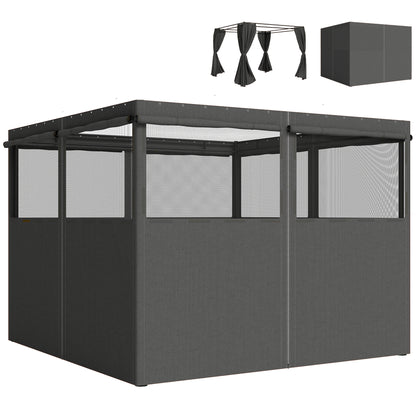 3 x 3 m Gazebo Replacement Curtains Privacy Panel Set, 4 Panels