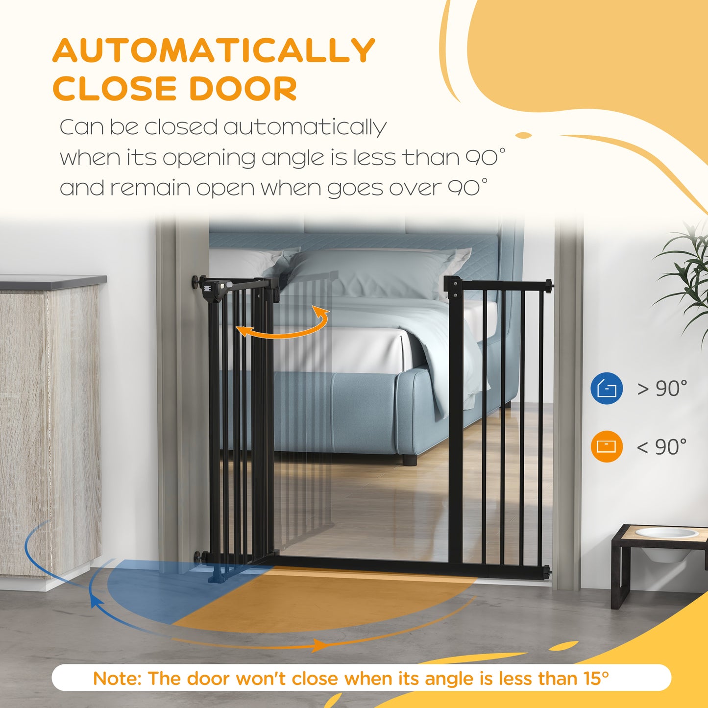 Metal 74-100cm Wide Adjustable Dog Gate Black