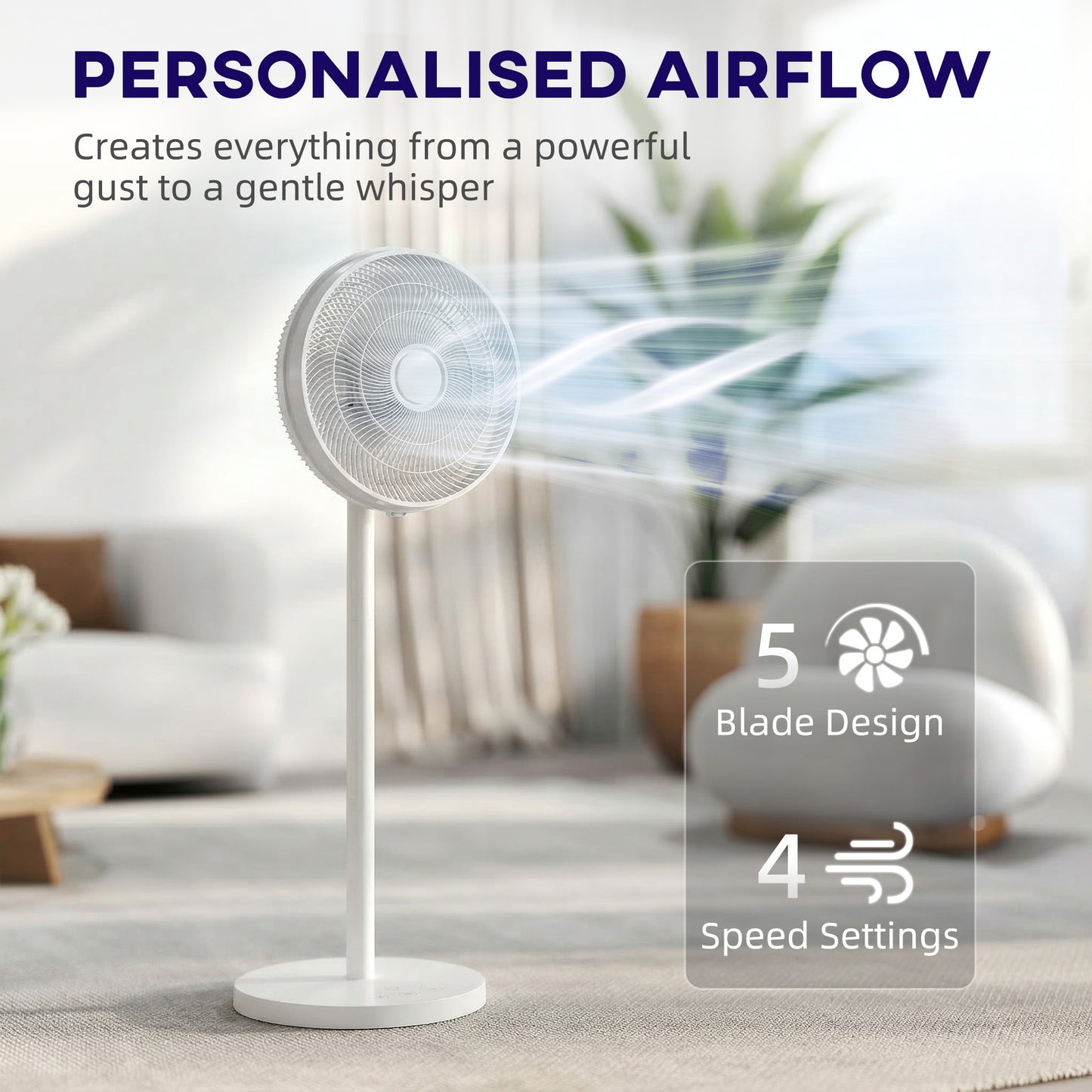 40 cm Standing Pedestal Fan, Quiet Electric Cooling Floor Fan, White