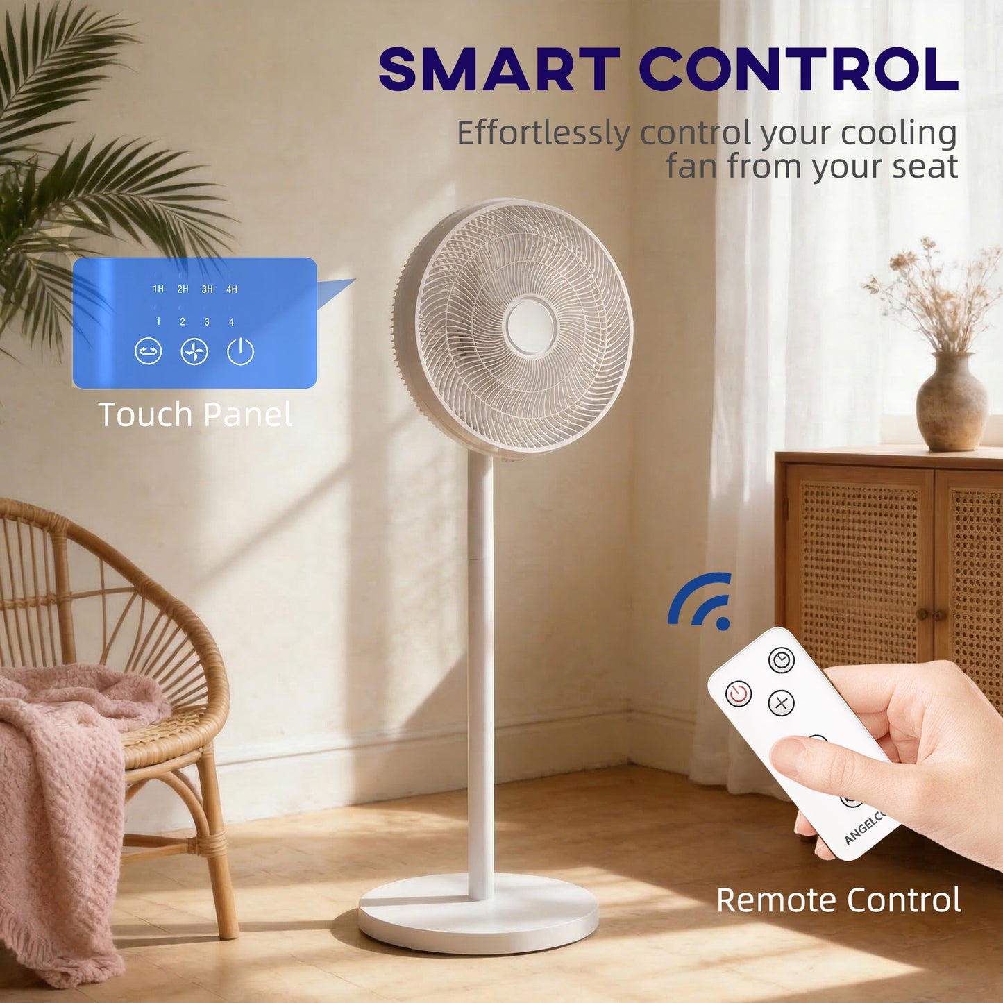 40 cm Standing Pedestal Fan, Quiet Electric Cooling Floor Fan, White