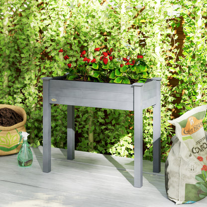 Garden Wooden Planter Flower Raised Bed, Dark Grey