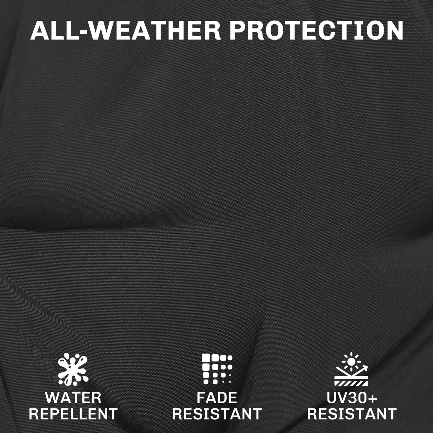 Outdoor Chair Seat Cushions Set of 2, Garden Chair Cushions, Black