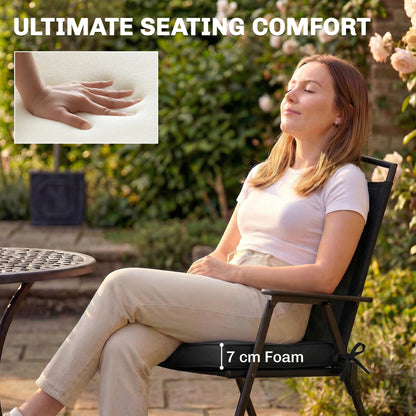 Outdoor Chair Seat Cushions Set of 2, Garden Chair Cushions, Black