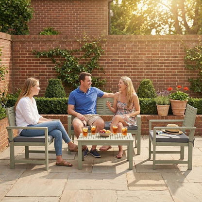 4 Seater Wooden Garden Furniture Set with Loveseat, Chairs, Table