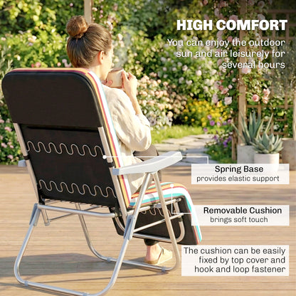 Set of 2 Adjustable Sun Lounger Recliner Reclining Seat Multicolour