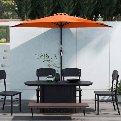 2.7m Metal Frame Garden Furniture Parasol Half Round Umbrella Orange