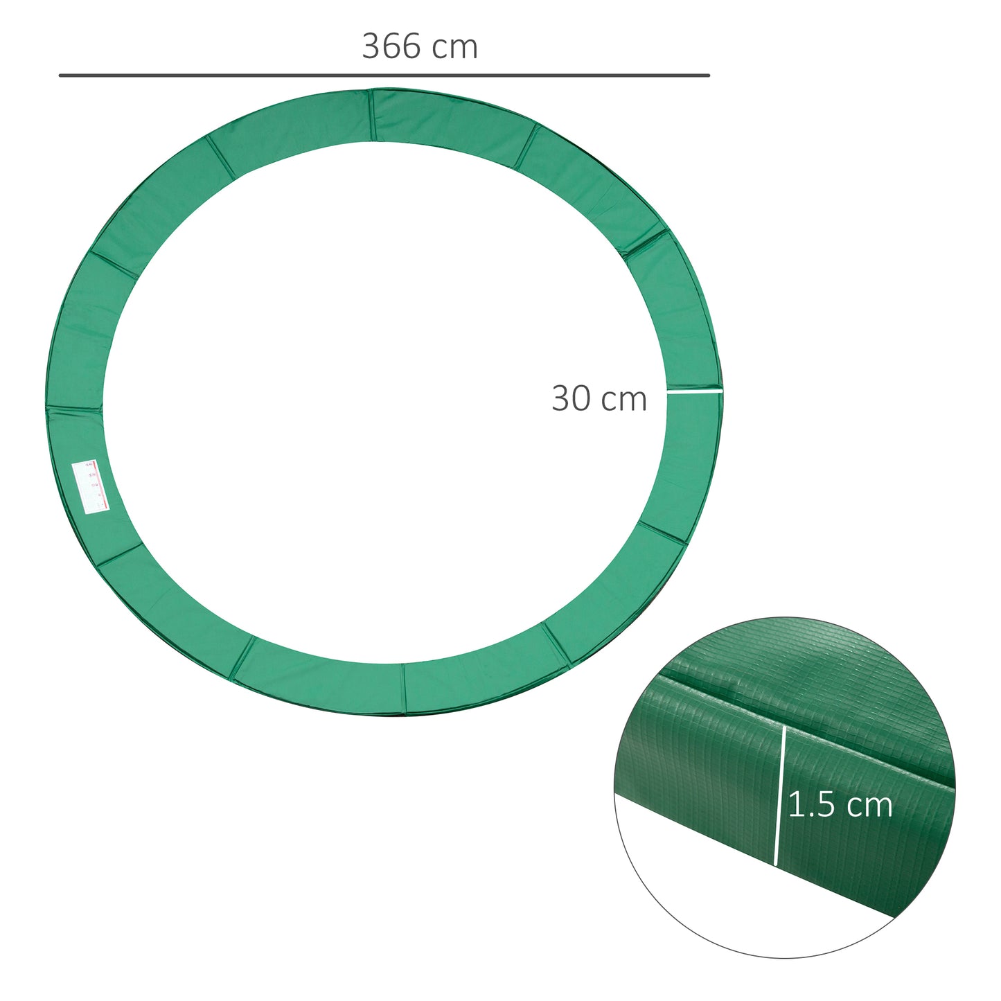 12ft Trampoline Pad Surround Pad Thick Foam Replacement Spare Green