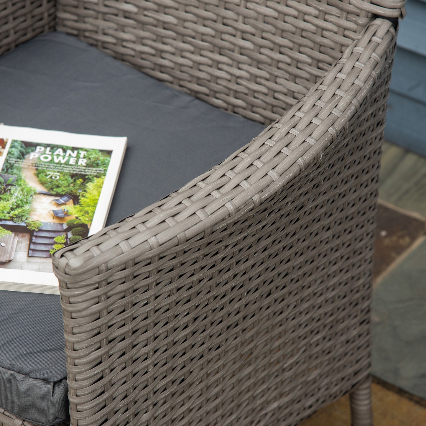 4PC Rattan Chair Patio  Chairs Set Cushioned Outdoor Rattan Furniture
