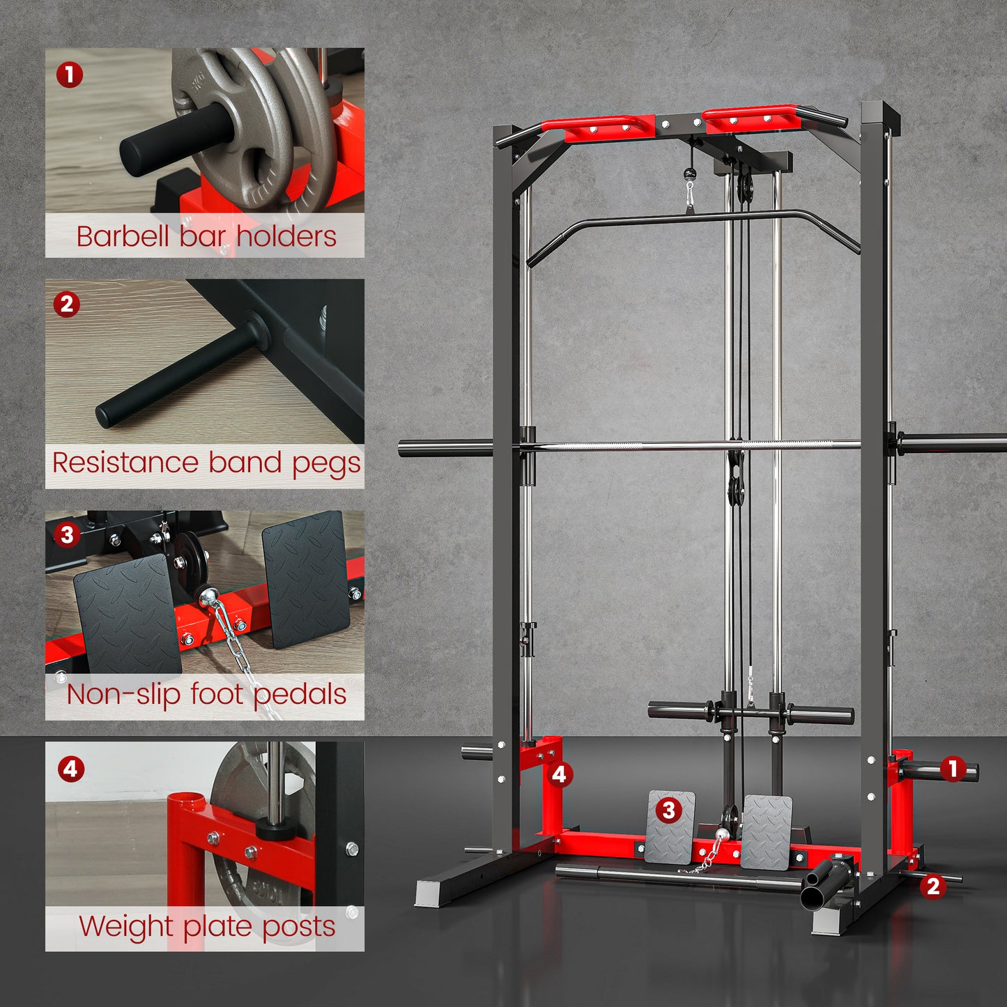 Cable Crossover Machine, Multifunction Power Cage with Pull Up Bar