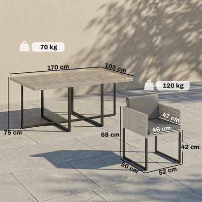 Rattan Garden Furniture Set, Rattan Table and Chairs with Cushions