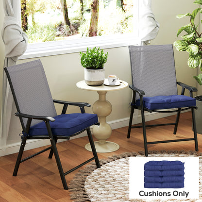 42 x 42cm Replacement Garden Seat Cushion Pad with Ties, Dark Blue
