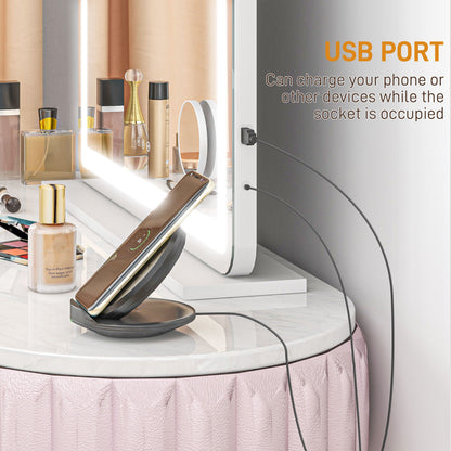 Vanity Mirror with Lights, 10X Magnifying, USB Charging Port, White