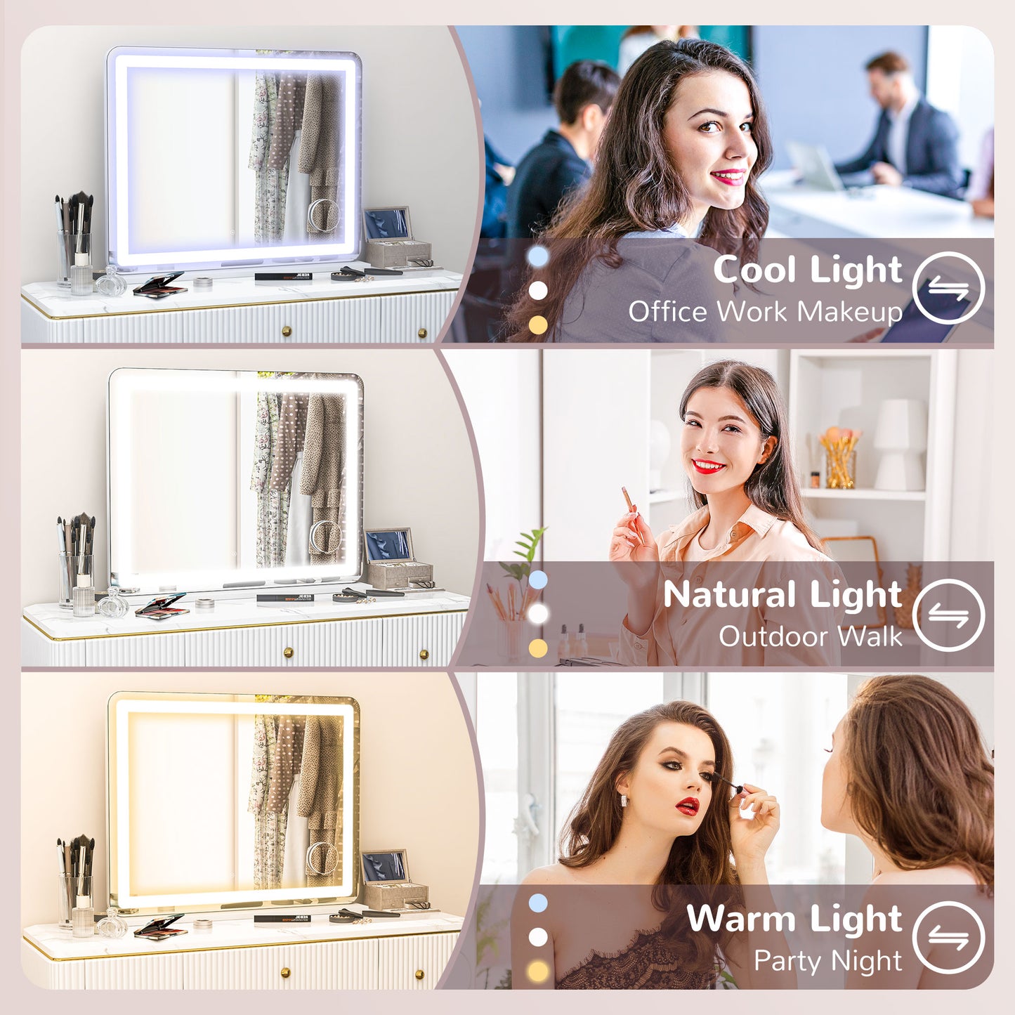 Vanity Mirror with Lights, 10X Magnifying, USB Charging Port, White