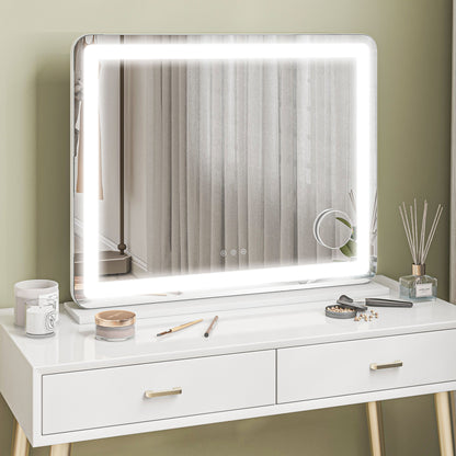 Vanity Mirror with Lights, 10X Magnifying, USB Charging Port, White