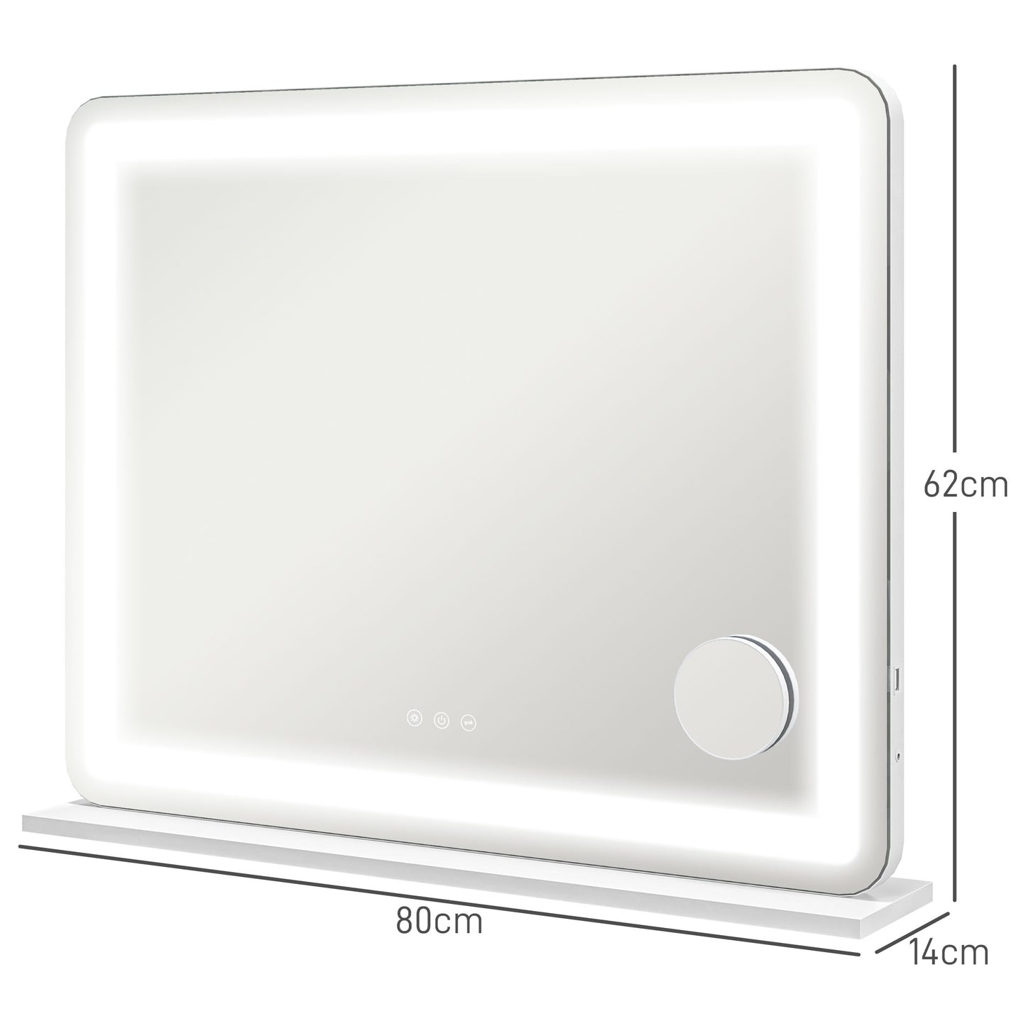 Vanity Mirror with Lights, 10X Magnifying, USB Charging Port, White